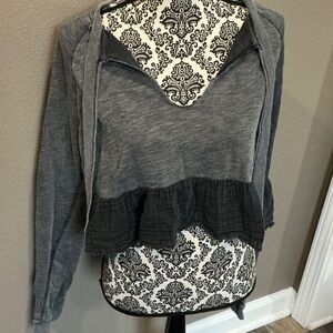 Free People Charcoal and Black Layered Hoodie Size Large